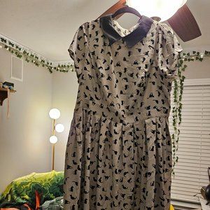 Modcloth 50s Cat Dress with Pan Collar